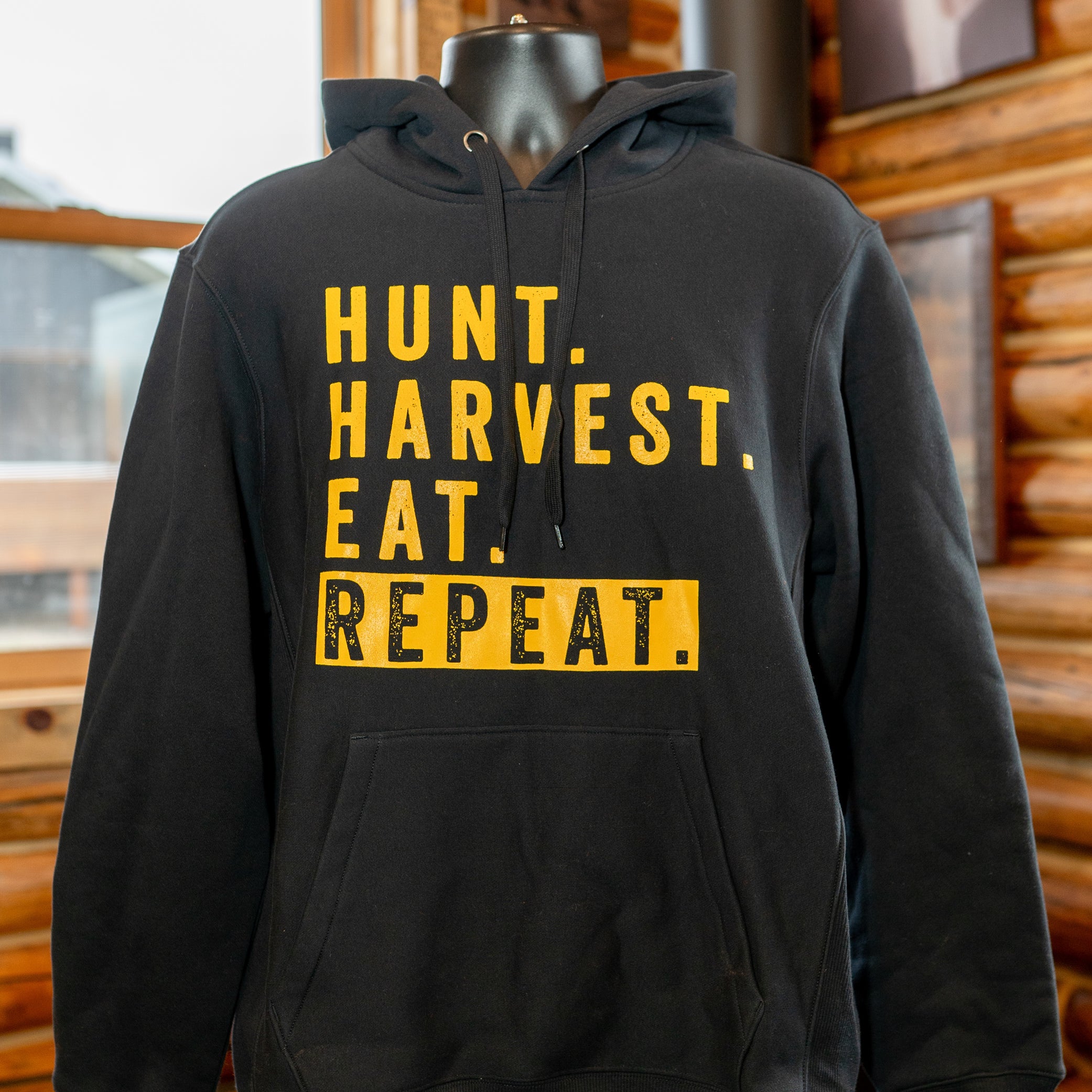 Hunt. Harvest. Eat. Repeat. Premium Hoodie - Black image 2