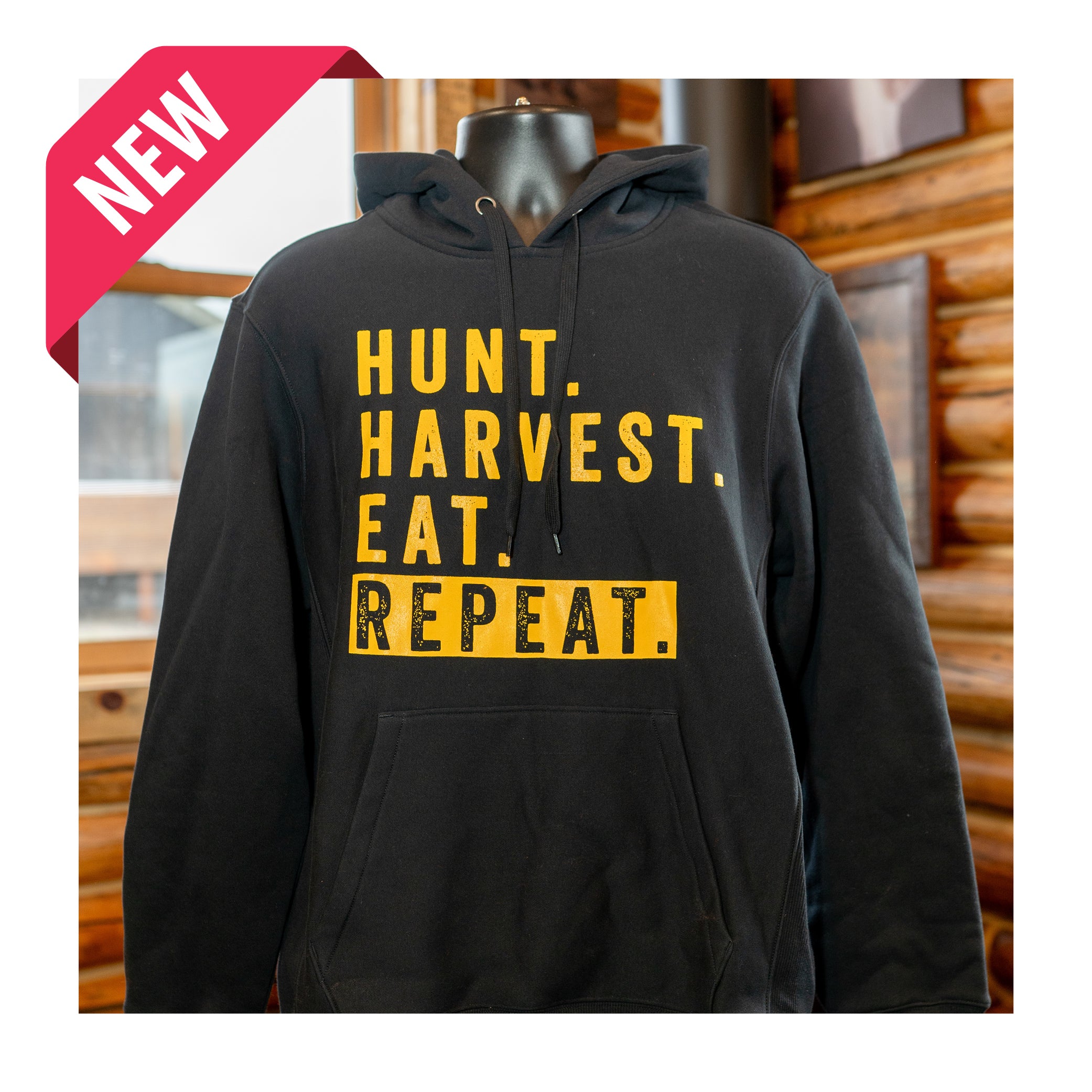 Hunt. Harvest. Eat. Repeat. Premium Hoodie - Black image 0