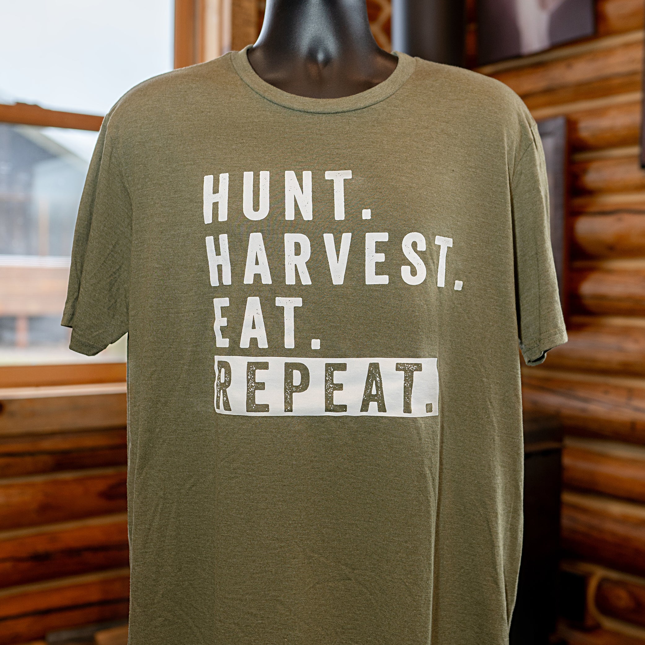 Hunt. Harvest. Eat. Repeat. T-Shirt - Military Green image 1