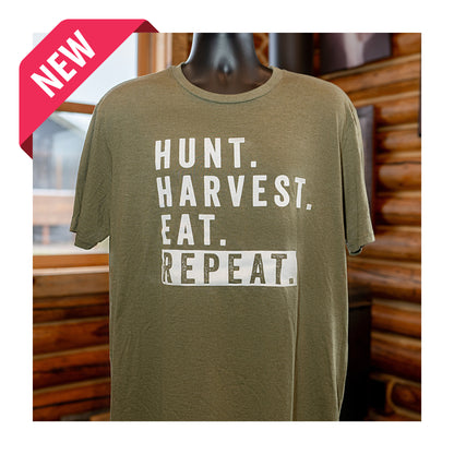 Hunt. Harvest. Eat. Repeat. T-Shirt - Military Green image 0