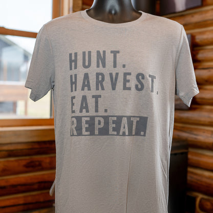 Hunt. Harvest. Eat. Repeat. T-Shirt - Athletic Grey image 1