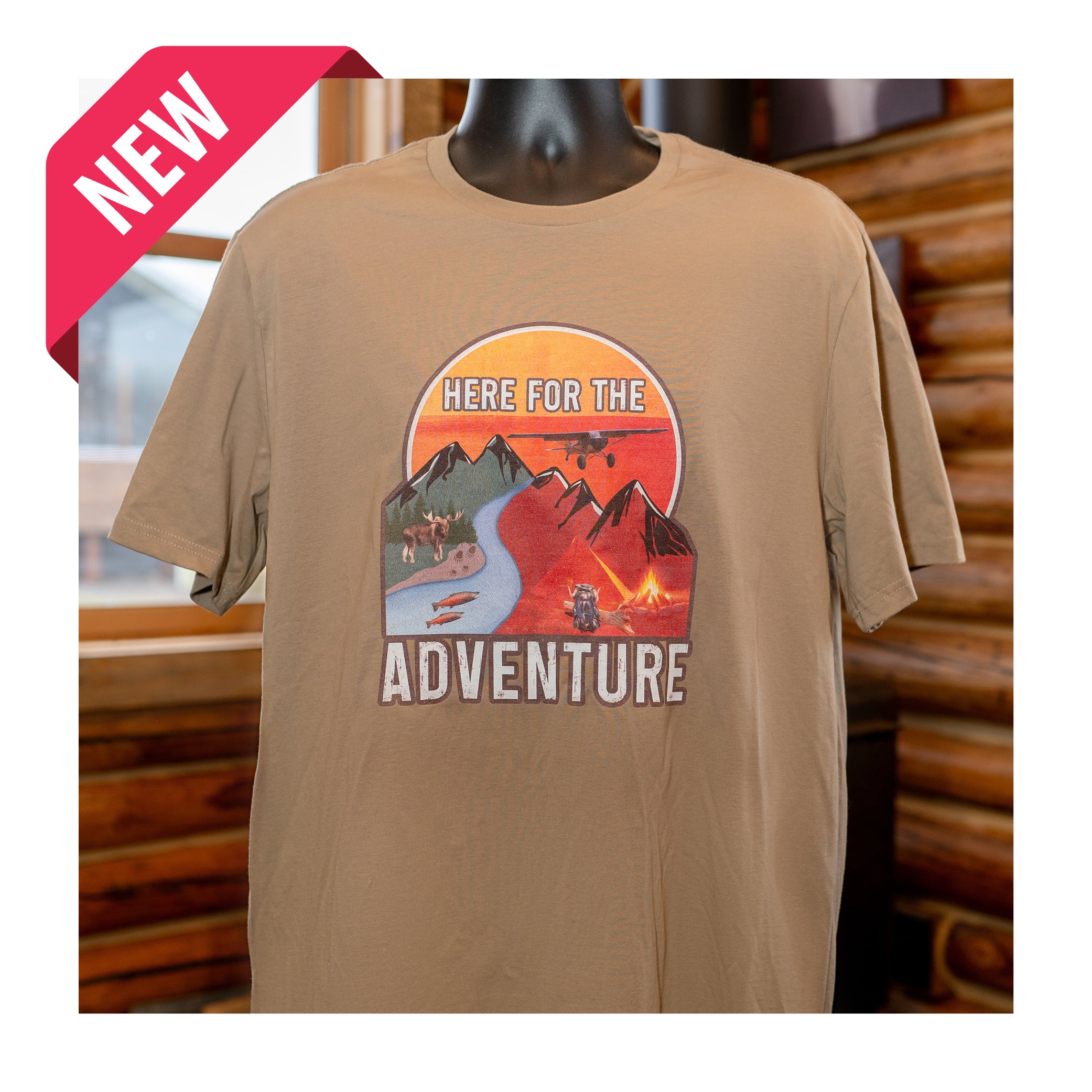 Here For The Adventure T-Shirt - Dune image 0